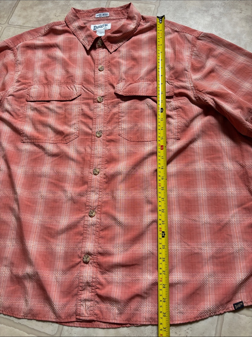 Duluth Trading Co Untucked 3XL Relaxed Fit Short Sleeve Button Shirt XXXL Orange - Picture 5 of 6